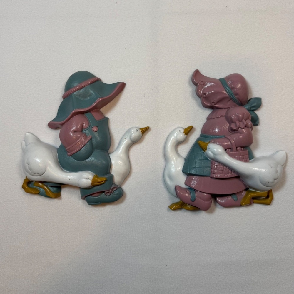 Vintage Burwood Goose Children‎ Wall Art Set 1988 Pink Blue 2865-1B